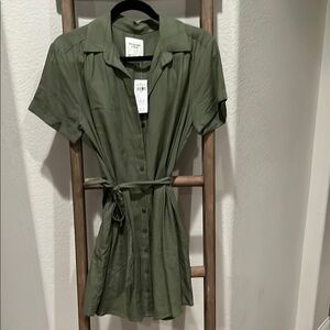 Abercrombie & Fitch Olive Button-Up Dress